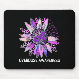 Leopard Sunflower Overdose Awareness Month Purple Mouse Pad