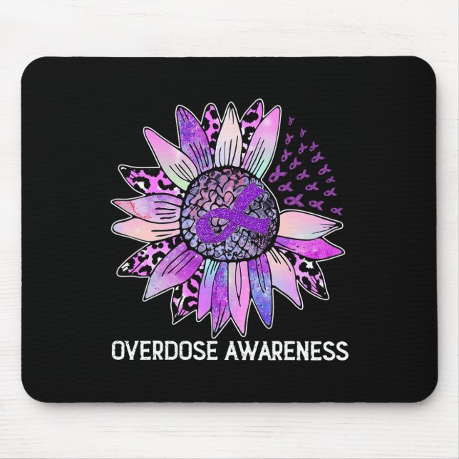 Leopard Sunflower Overdose Awareness Month Purple  Mouse Pad (Front)
