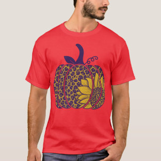 Leopard Sunflower Pumpkin Clothing Fall Autumn Pre T-Shirt