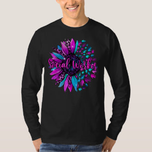 Leopard Sunflower Social Worker Life  Social Worke T-Shirt