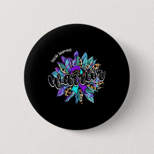 Leopard Sunflower Warrior Suicide Awareness 6 Cm Round Badge
