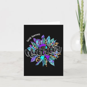 Leopard Sunflower Warrior Suicide Awareness Card