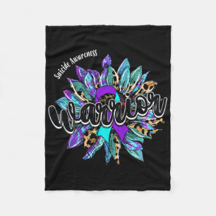 Leopard Sunflower Warrior Suicide Awareness Fleece Blanket