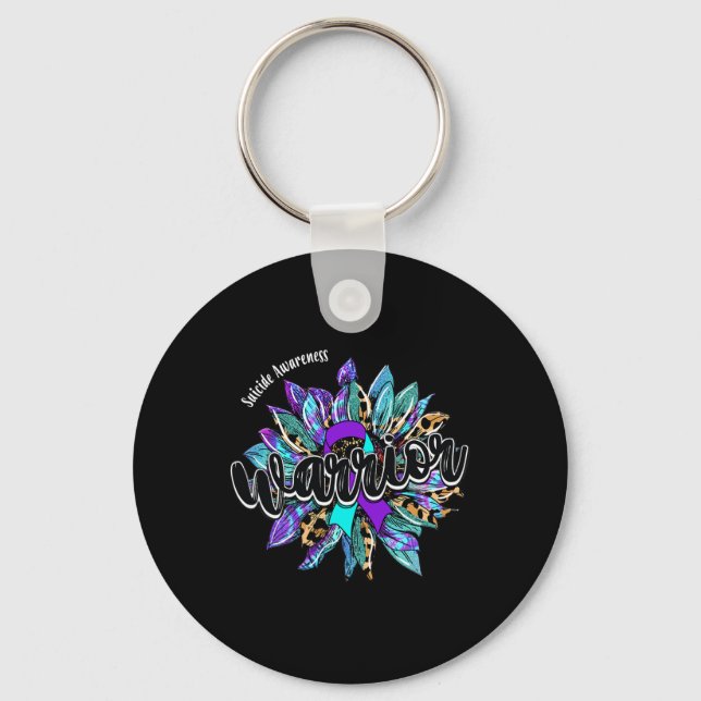 Leopard Sunflower Warrior Suicide Awareness  Key Ring (Front)