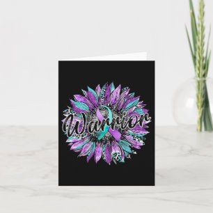 Leopard Sunflower Warrior Teal And Purple Suicide  Card