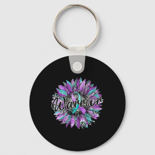 Leopard Sunflower Warrior Teal And Purple Suicide  Key Ring