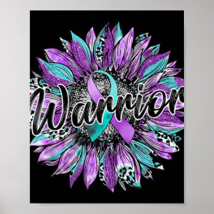 Leopard Sunflower Warrior Teal And Purple Suicide  Poster