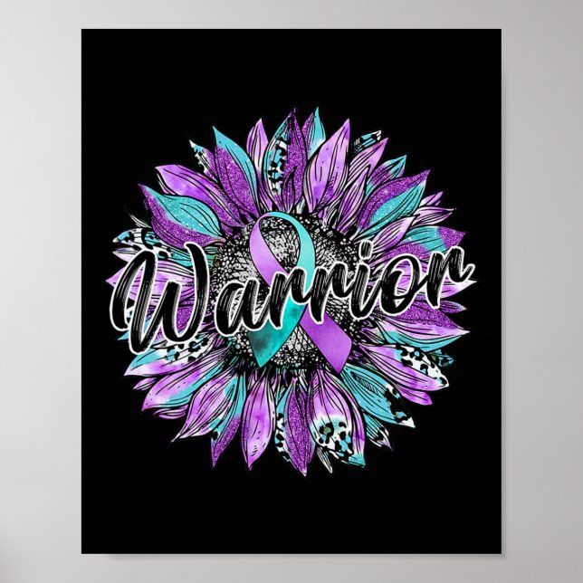 Leopard Sunflower Warrior Teal And Purple Suicide  Poster (Front)