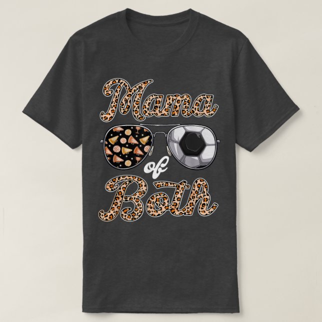 Leopard Sunglasses Cheer Mum Soccer Mum Of Both Mo T-Shirt (Design Front)