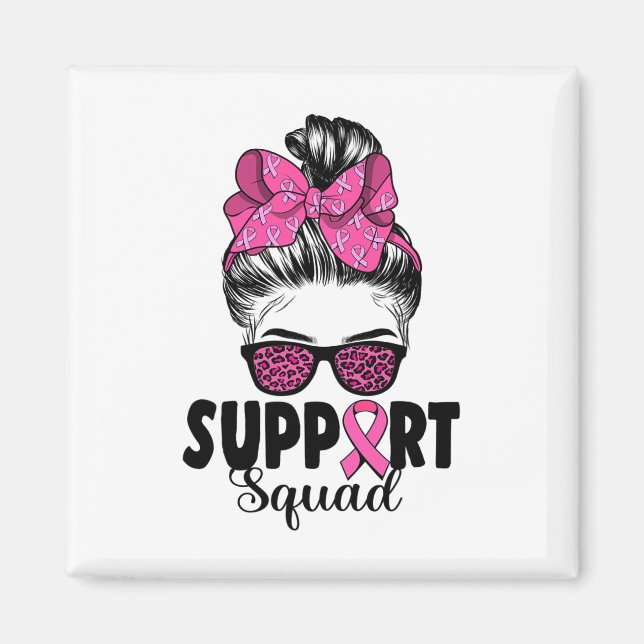 Leopard Sungles Messy Bun Support Squad Breast Can Magnet (Front)