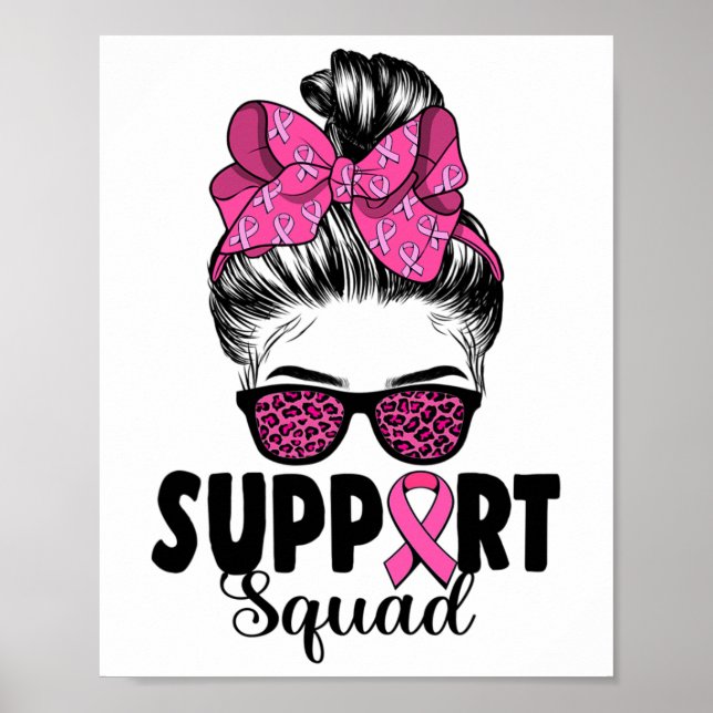 Leopard Sungles Messy Bun Support Squad Breast Can Poster (Front)