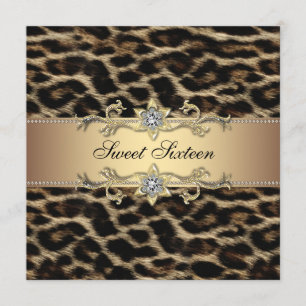 Leopard Sweet Sixteen Birthday Party Invitation