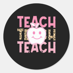Leopard Teacher Appreciation Teach With Love Teach Classic Round Sticker