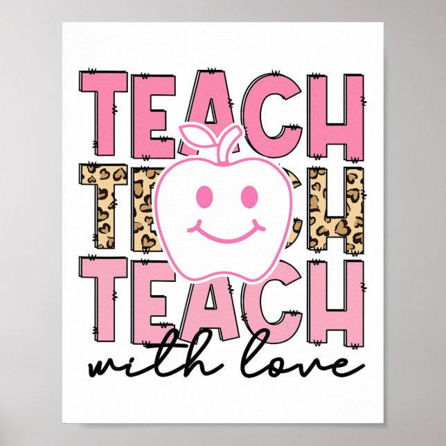Leopard Teacher Appreciation Teach With Love Teach Poster (Front)