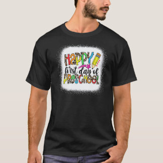 Leopard Teacher Happy First Day Of Preschool Back T-Shirt