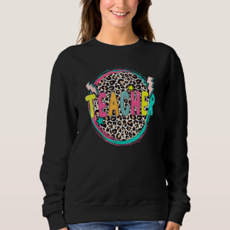Leopard Teacher Happy First Day Of School Teacher Sweatshirt