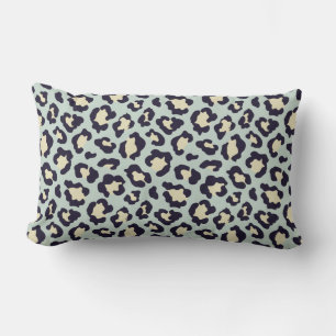Leopard teal print throw pillow. lumbar cushion