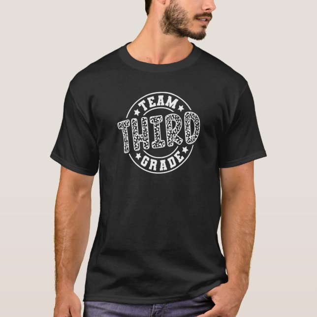 Leopard Team Third Grade 3rd Grade Teacher Back To T-Shirt (Front)