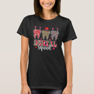 Leopard Teeth Hearts Dental Squad Valentine's Day T-Shirt