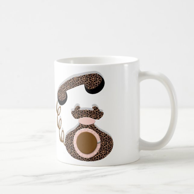 Leopard Telephone with Bow Coffee Mug (Right)