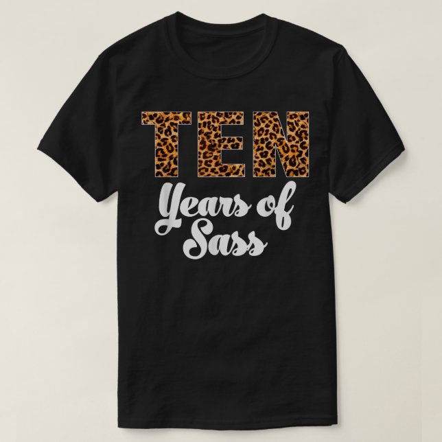 Leopard Tenth Birthday 10 Year Old 10th Birthday T T-Shirt (Design Front)
