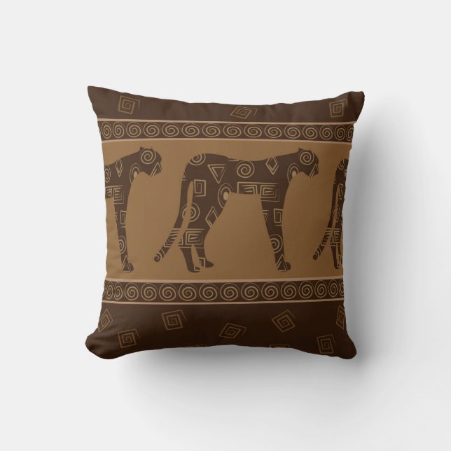 Leopard Textile Print in Brown and Tan Cushion (Front)