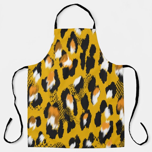 Leopard Texture Animal Print Background Apron (Front)