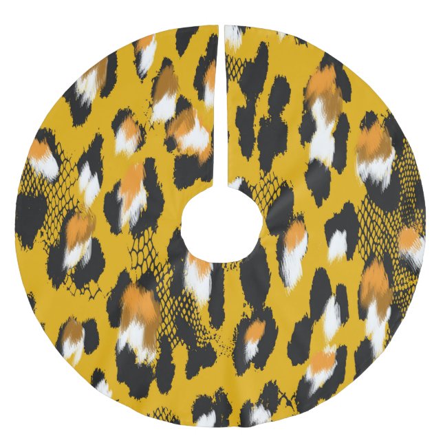 Leopard Texture Animal Print Background Brushed Polyester Tree Skirt (Front)