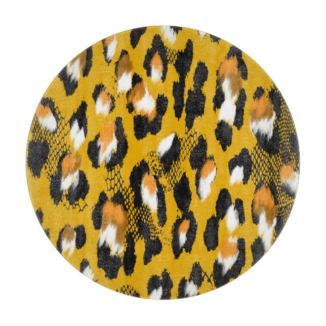 Leopard Texture Animal Print Background Cutting Board (Front)