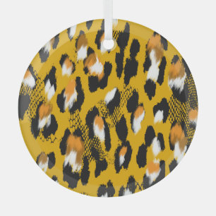 Leopard Texture Animal Print Background Glass Tree Decoration
