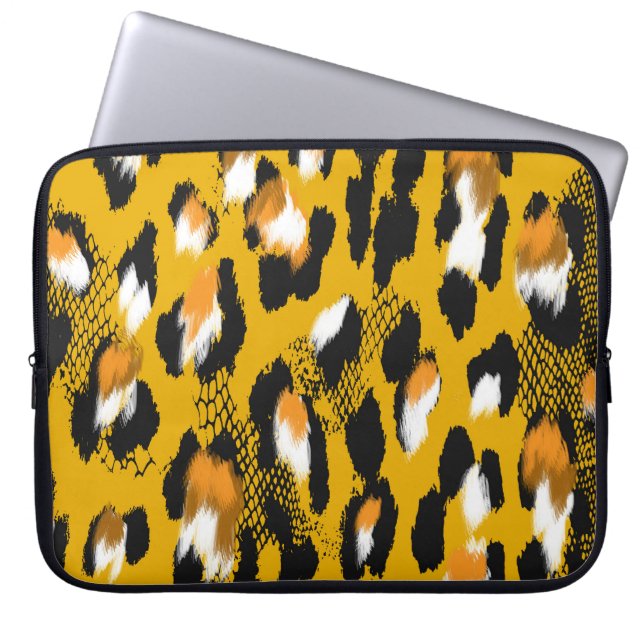 Leopard Texture Animal Print Background Laptop Sleeve (Front)
