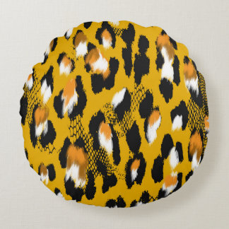 Leopard Texture Animal Print Background Round Cushion