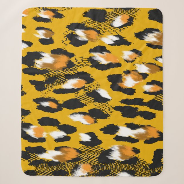 Leopard Texture Animal Print Background Sherpa Blanket (Front)