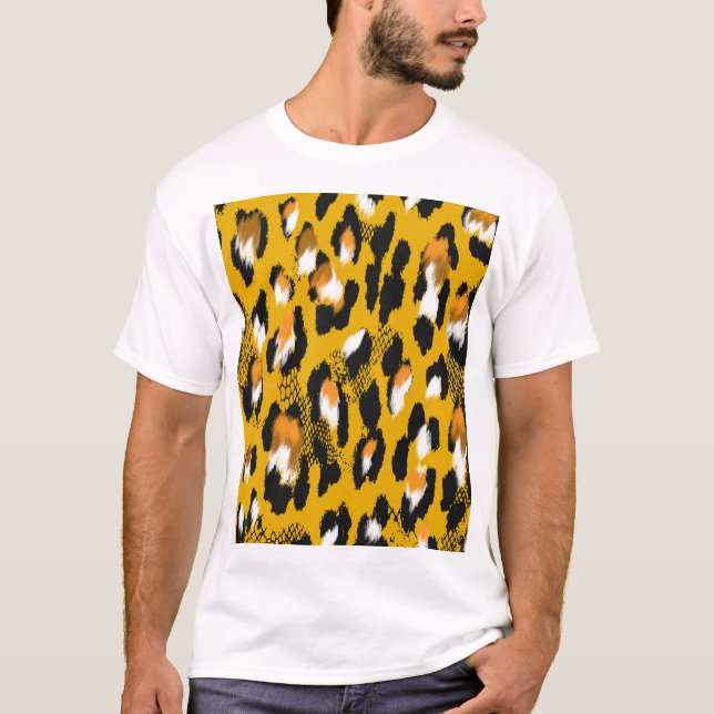 Leopard Texture Animal Print Background T-Shirt (Front)
