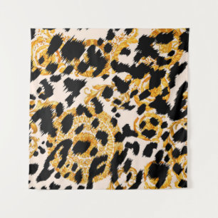 Leopard texture: gold baroque pattern. tapestry