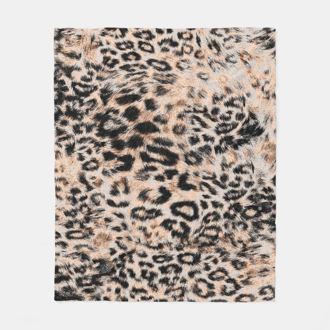 Leopard texture, leopard animal print pattern fleece blanket (Front)