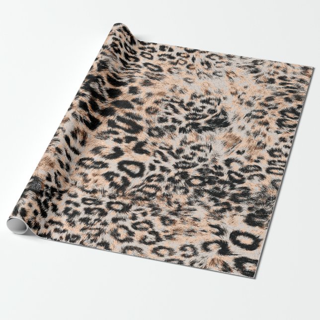 Leopard texture, leopard animal print pattern wrapping paper (Unrolled)
