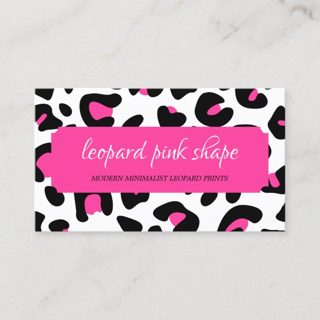 Leopard Texture Pink Shape Frame Business Card (Front)