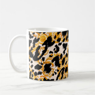 Leopard texture with gold baroque pattern coffee mug