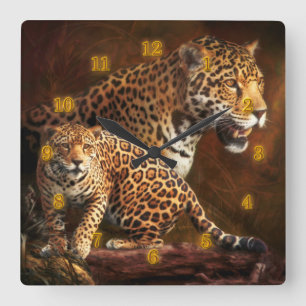 LEOPARD "The Wild Night" Square Wall Clock