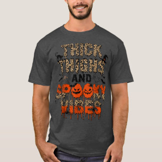 Leopard Thick Thighs And Spooky Vibes Funny Hallow T-Shirt