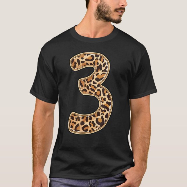 Leopard Third 3rd Birthday Party Three 3 Years Old T-Shirt (Front)
