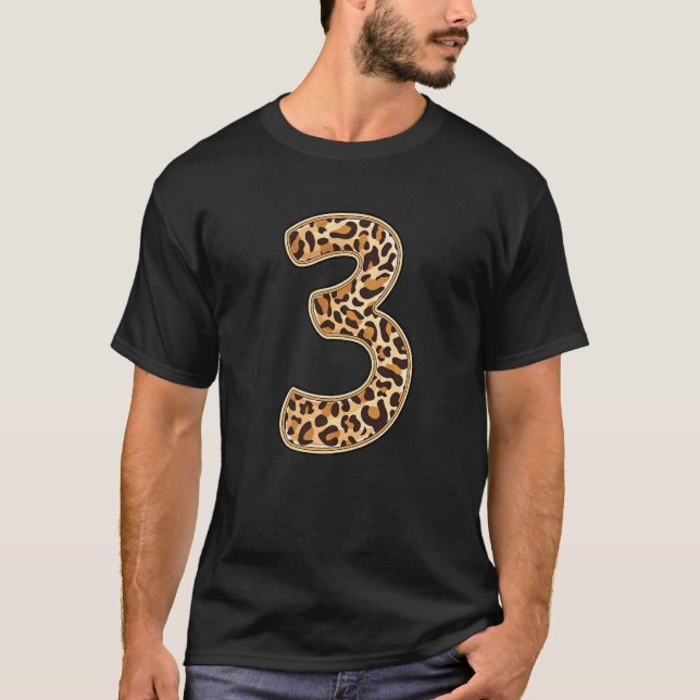 Leopard Third 3rd Birthday Party Three 3 Years Old T-Shirt (Front)
