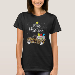 Leopard Three Gnomes in Red Truck With Merry Chris T-Shirt