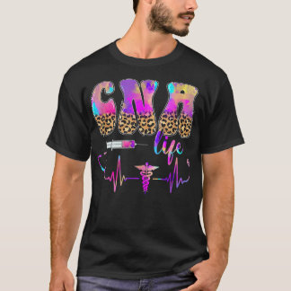 Leopard Tie Dye CNA Nurse Stethoscope Nurse Week T-Shirt