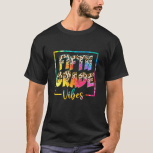 Leopard Tie Dye Hello 5th Grade Vibes First Day Of T-Shirt