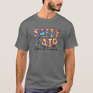 Leopard Tie Dye Salty Hair Don't Care Beach Summer T-Shirt