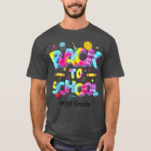 Leopard Tie Dye Team 1st Grade Funny Back To Schoo T-Shirt