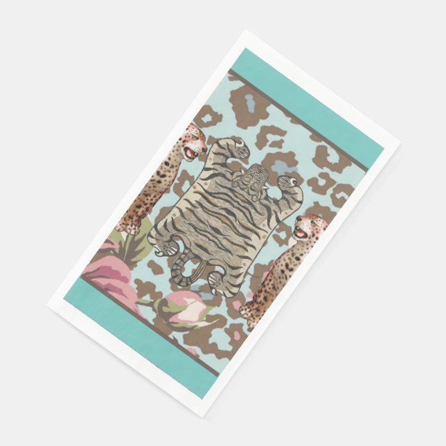 Leopard Tiger Chinoiserie Doormat Mat Rug  Napkin (Corner)