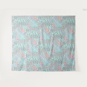 Leopard ,tiger, skin, spotted, striped, Turquoise, Tapestry